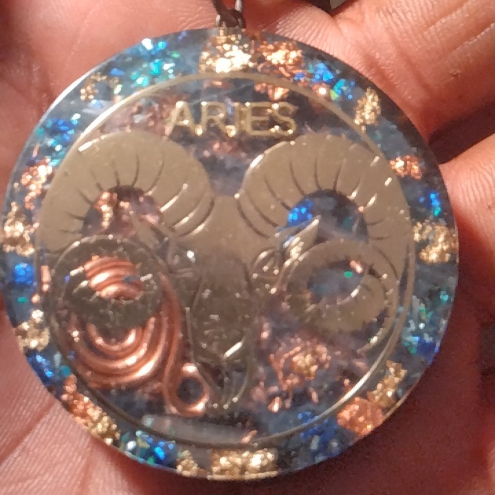 Aries Zodiac Organite Pendant
